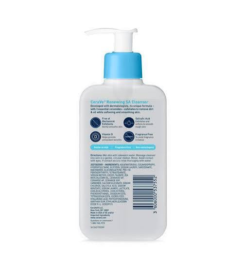 CeraVe Renewing SA Cleanser: Smooth Skin, Hydrating Exfoliation 236ml