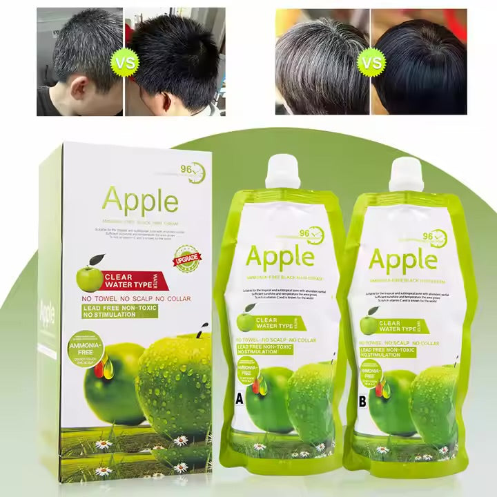 Apple Hair Color 96 Natural Black Cream - 500ml + 500ml 1000ML MADE IN KOREA